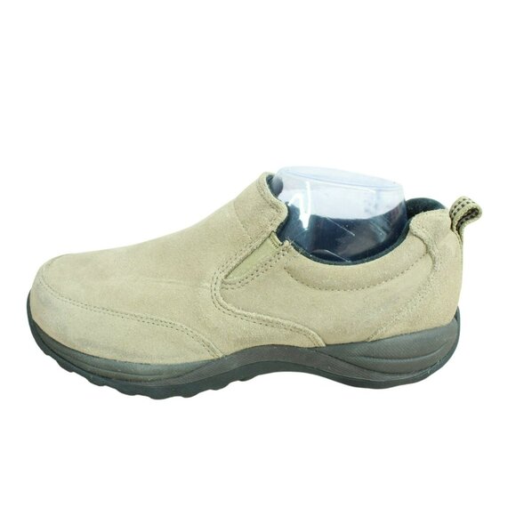 LL Bean Tan Suede Slip On Moccasin Casual Loafer Clog Shoes Size 9.5 M - Picture 1 of 9
